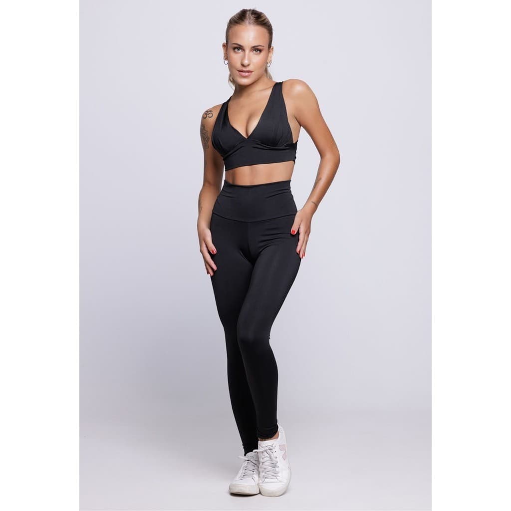 Conjunto Fitness Top Bojo Costa Cruzada e Calça Suplex Feminina