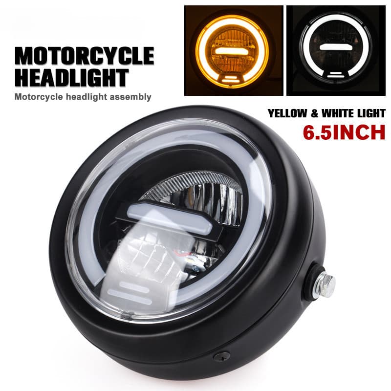 Farol Led Para Motocicleta De 6.5 Polegadas Universal 6.5 " Luz De Cabeça Redonda Harley Sportster Cafe Racer