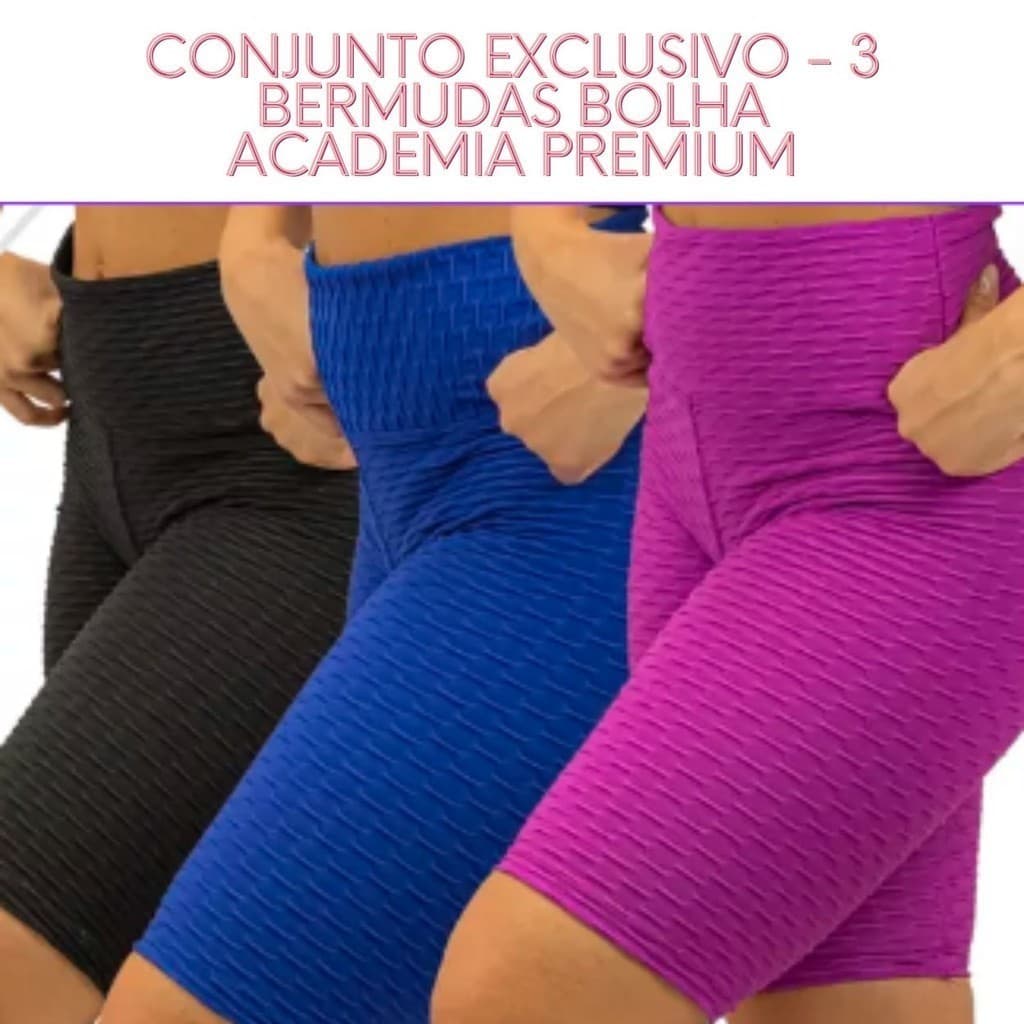 Conjunto Exclusivo - 3 Bermudas Bolha Academia Premium