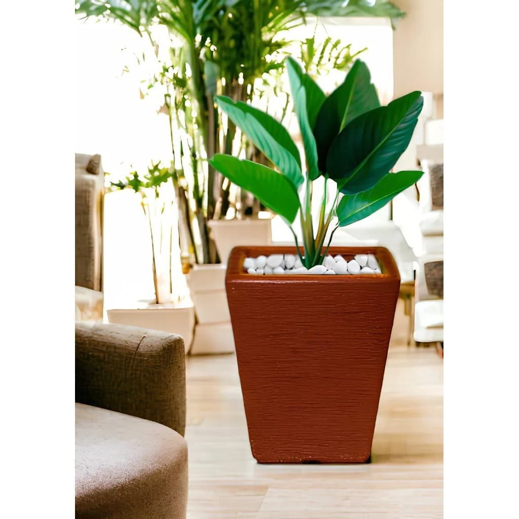 Vaso De Planta Trapézio Geométrico Decorativo De Polietileno (20x34)