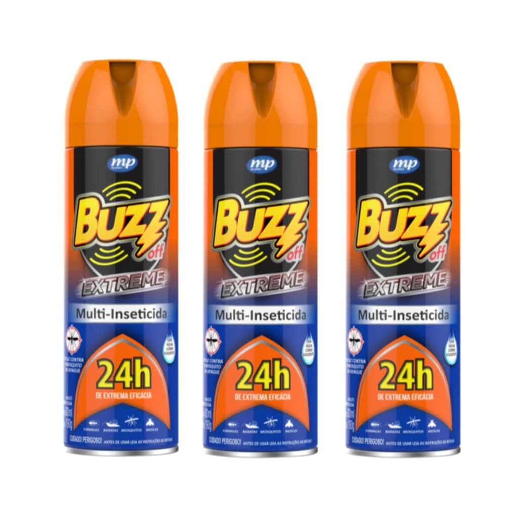 Spray Multi Inseticida Buzz Off 300ml 24 Horas - Elimina Moscas Mosquitos (DENGUE) Baratas Formigas