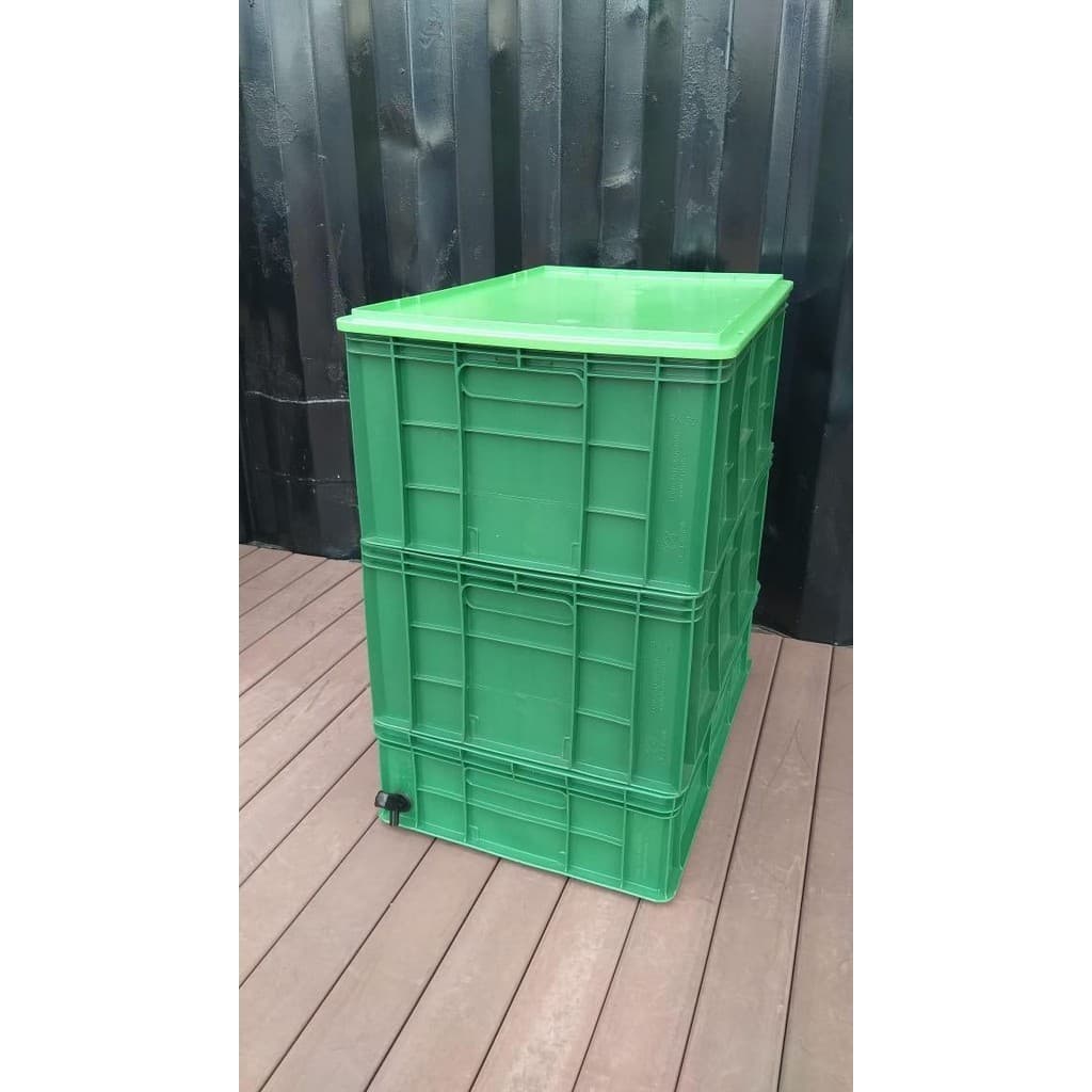 Kit Composteira 128L Completa Torneira Doméstica Minhocário Adubagem Natural Orgânica Verde