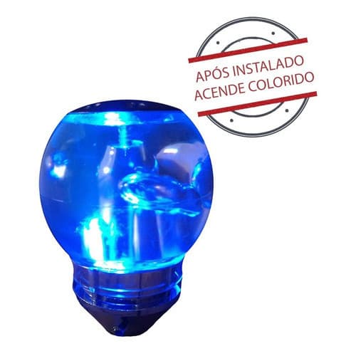 Manopla Bola De Câmbio Redonda Com Led Azul Anel Ré