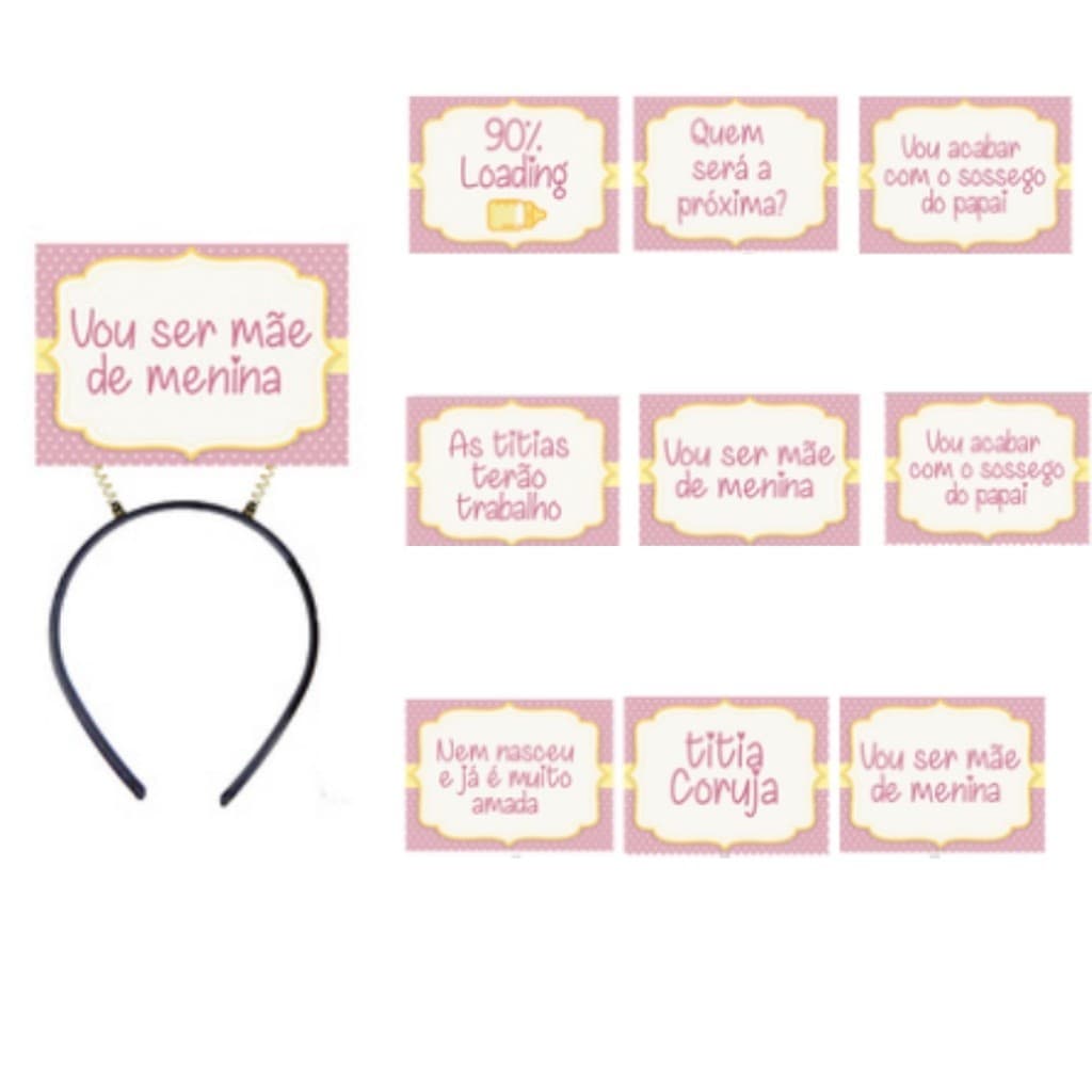10 Tiaras Plaquinha Chá de Bebê Menina H - Frases Divertidas