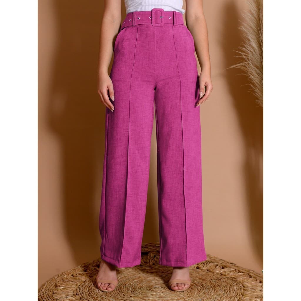 Calça pantalona com cinto