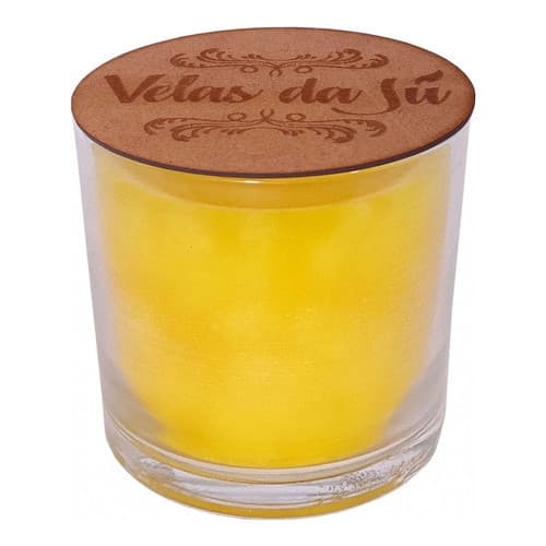 Vela Aromática Perfumada De Citronela Com Tampa De Madeira Cor Amarelo Fragrância Diversas Diversas