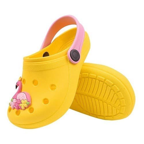 Sandália Infantil Amarela Fleca Babuche C/ Enfeite Pelicano