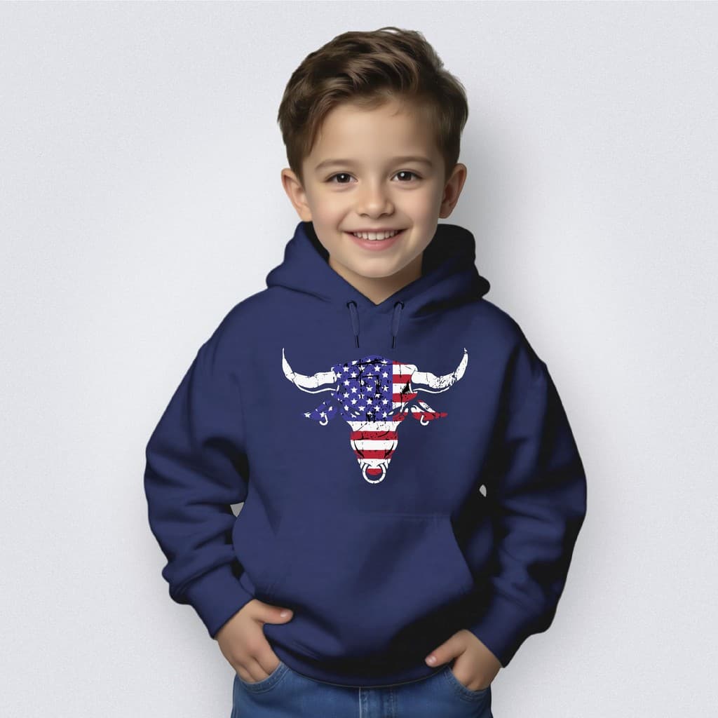 Blusa Moletom Infantil Canguru Capuz Touro USA Agro Country Farm Shopping Gola Careca Envio 24H