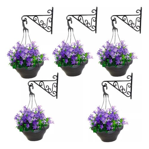 Kit Suportes Mão Francesa Preto para Vasos de Plantas Pendentes e Samambaias 25cm