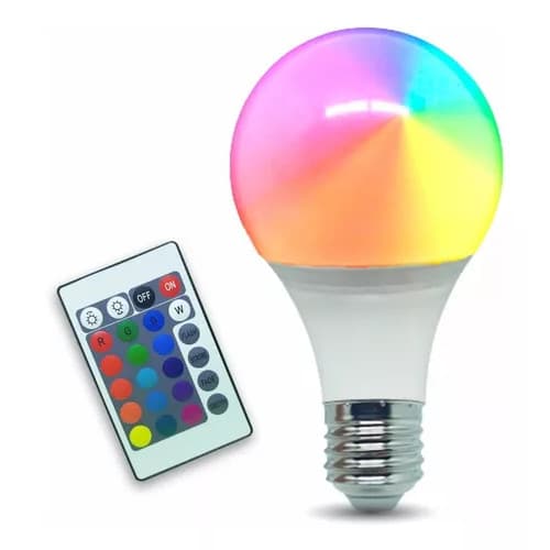 Lâmpada Bulbo 5w Rgb Com Controle Remoto Led Colorido Bivolt Muda Cor