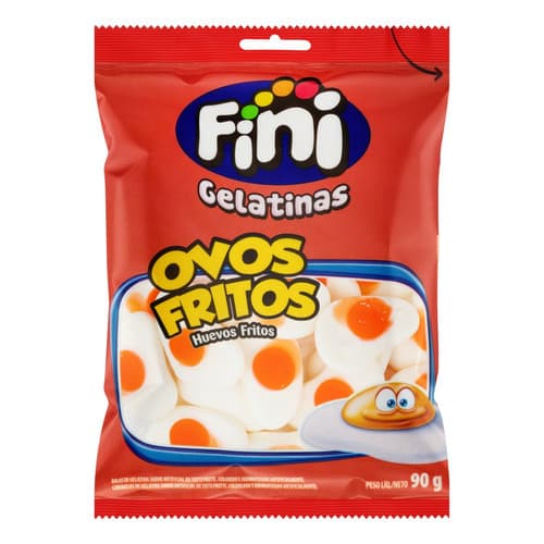 Fini Bala Ovos  Ovinhos fritos Sem Glúten 90g Sabor Tutti Frutti
