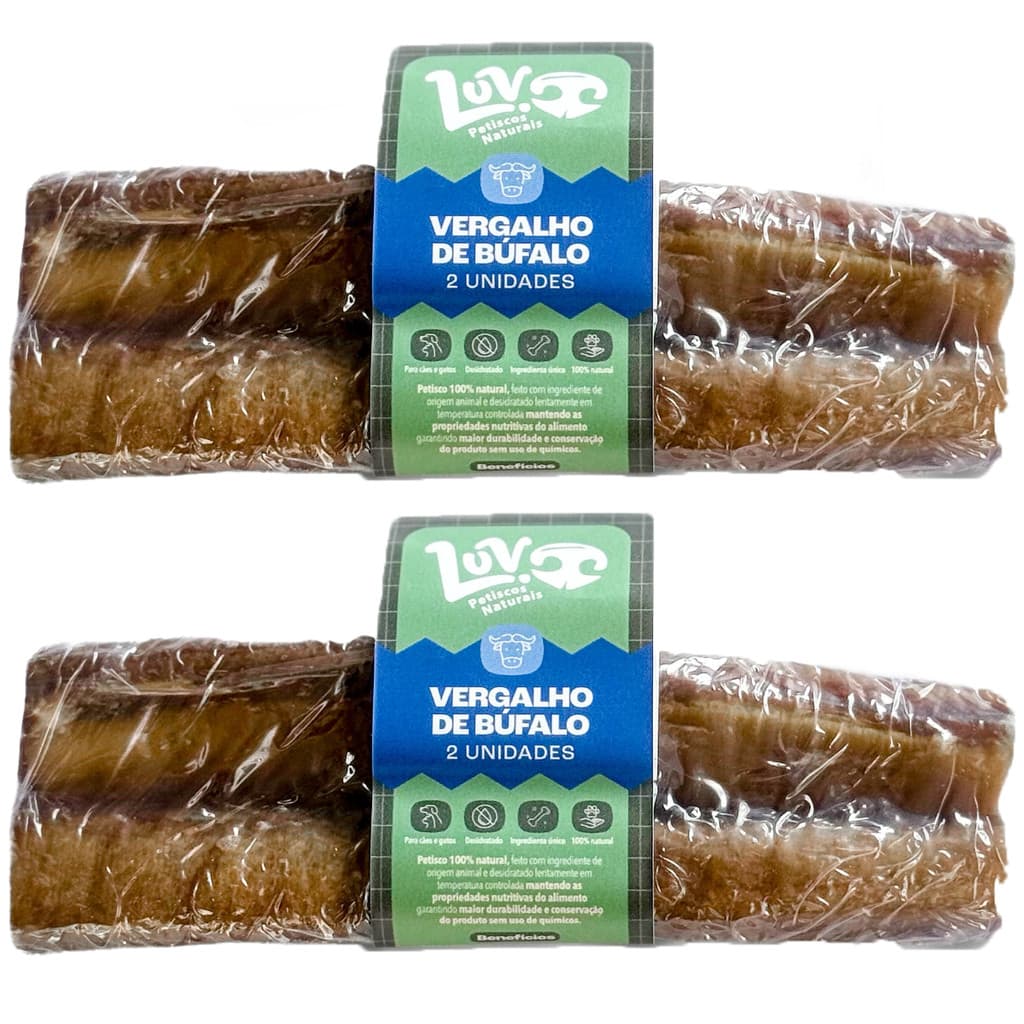 Petisco Natural Cães Vergalho de Bufalo Stick 2un Luv Petiscos 100% Naturais 2 Pacotes