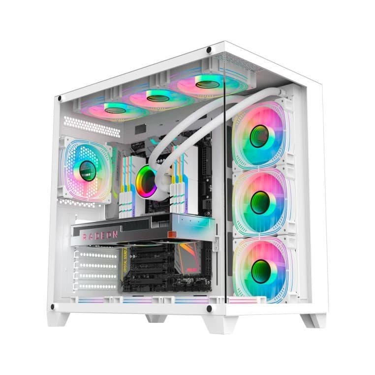 Gabinete Gamer K-mex Aquário CG-W2J1 ATX Ghost Shark White