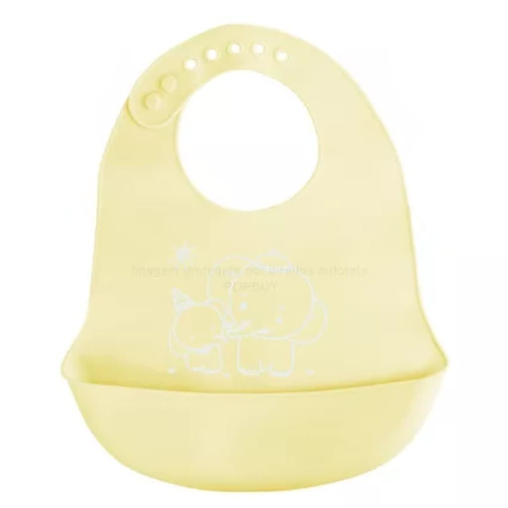 Babador Em Silicone Com Pega-migalhas Amarelo