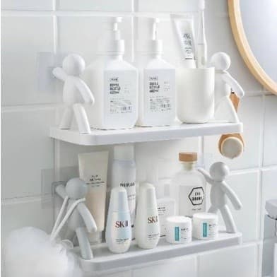 Suporte Prateleira Organizador Porta Shampoo Com Suporte De Adesivo Plástico Para Cozinhas E Banheiros Boneco