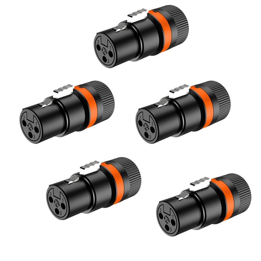 KIT 5 CONECTOR PLUG ROXTONE XLR FEMEA ROTATIVO LINHA LX3F