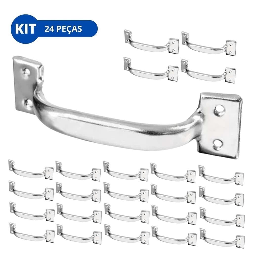 Kit 24 Puxadores Para Móveis Alça 125mm Chapa Galvanizado 4 Furos Starfer