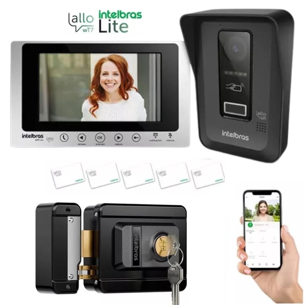Kit Video Porteiro Wifi Allo Wt7 Lite Com Fechadura Eletrica