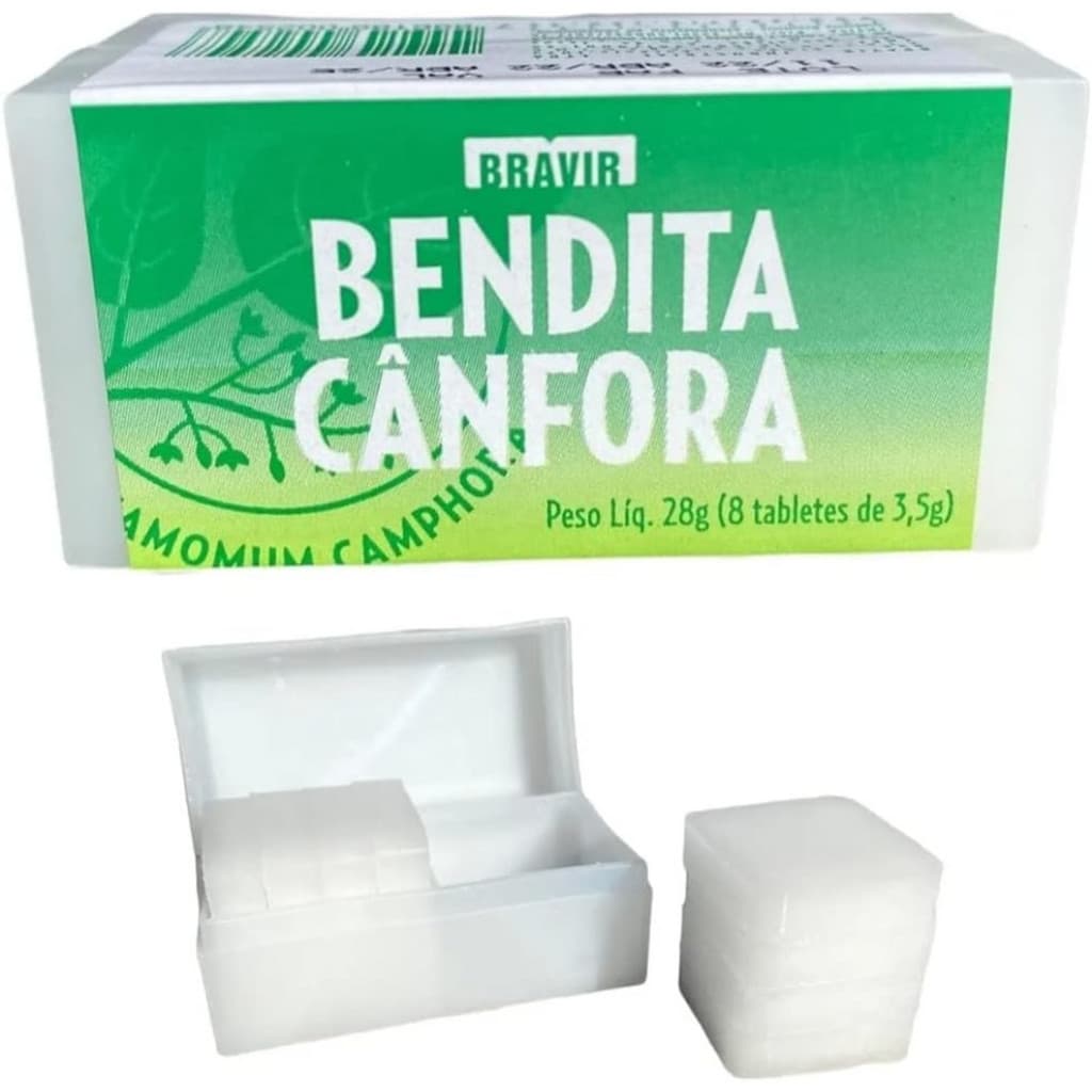 Bendita Cânfora Tabletes Aromatizante Cheiro Bom Tira Cheiro Ruim Do Lugar - Estojo Com 8 Unidades