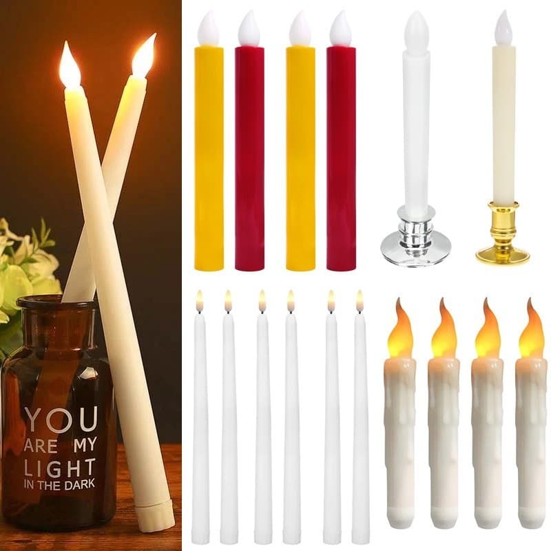 Luz Romântica De Velas/Long Rod LED Vela Eletrônica/Lâmpada Sem Chama/Nocturna De Quarto/Decoração De Festa De Casamento Restaurante