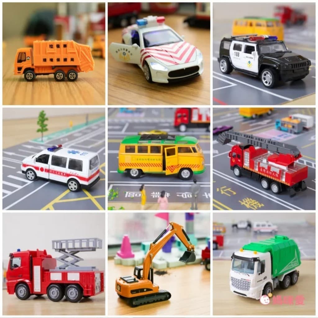 Maleta Garagem De Brinquedo Para Carrinhos Estacionamento - Lugo Brinquedos+ 6  carrinhos policia  ou bonbeiro
