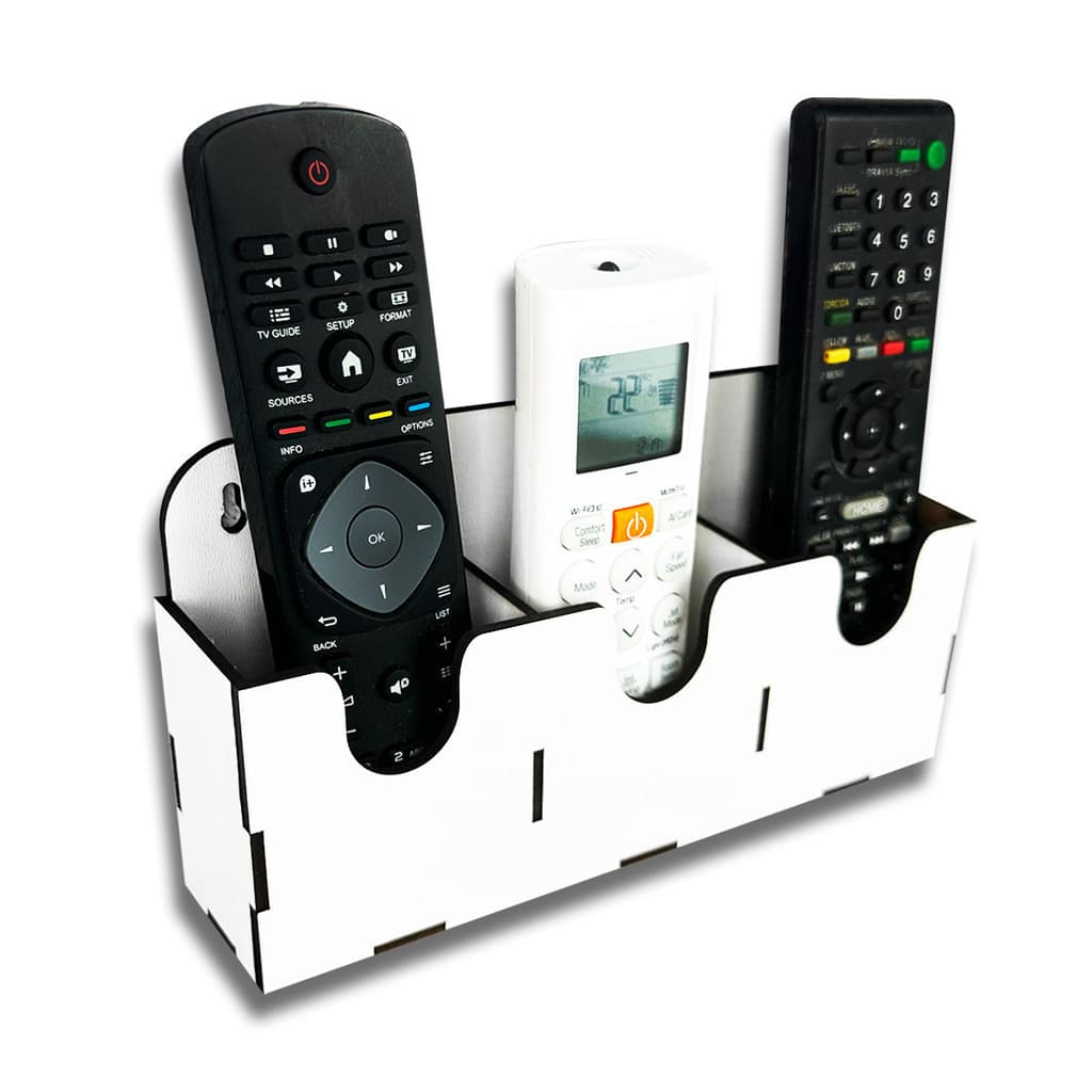 Suporte De Parede Porta 3 Controle Remoto Ar Tv Ventilador Mdf