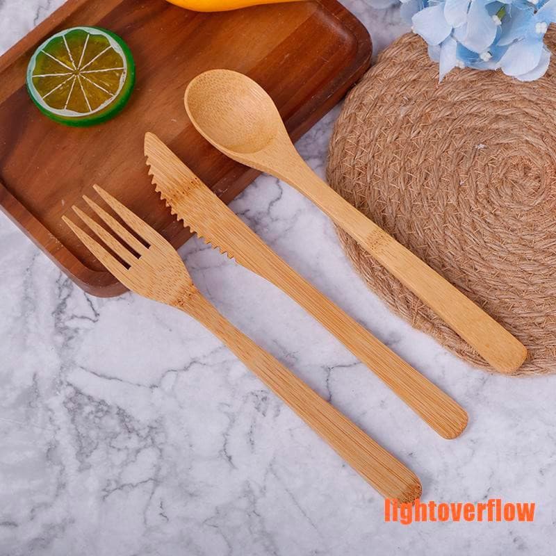 1 Conjunto de talheres de viagem de bambu Reutilizável colher garfo cozinha