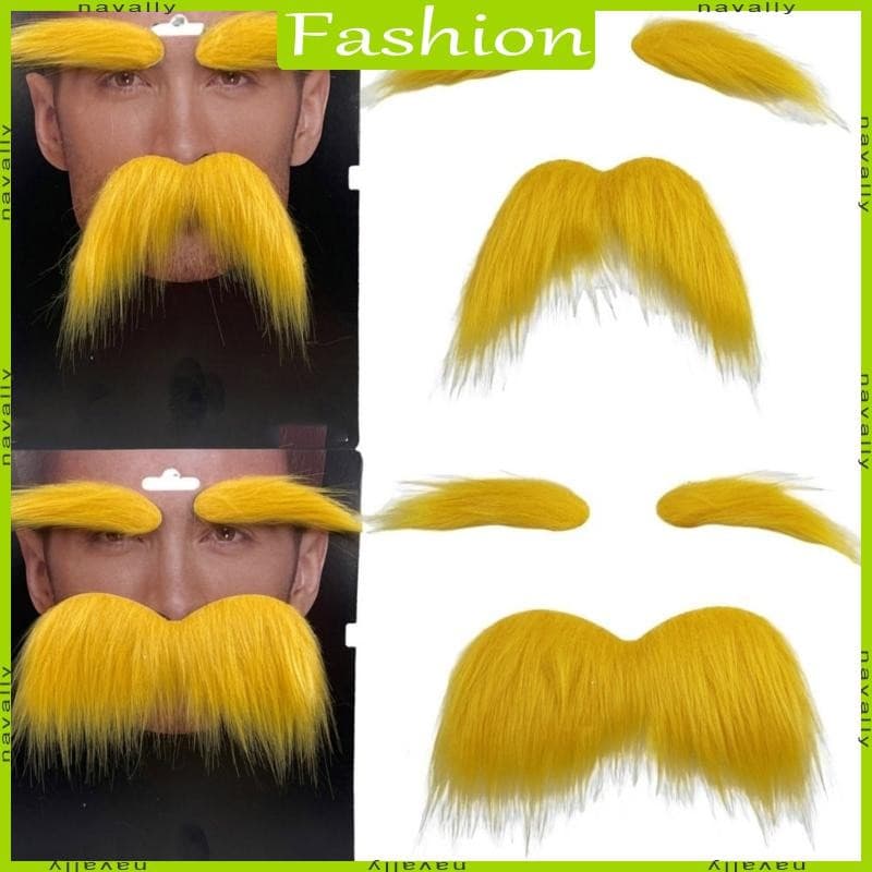 nava Barbas Falsas Bigode E Sobrancelhas Conjunto Bigodes Amarelos Barba Autoadesiva Para Criança Adulto Halloween Chris