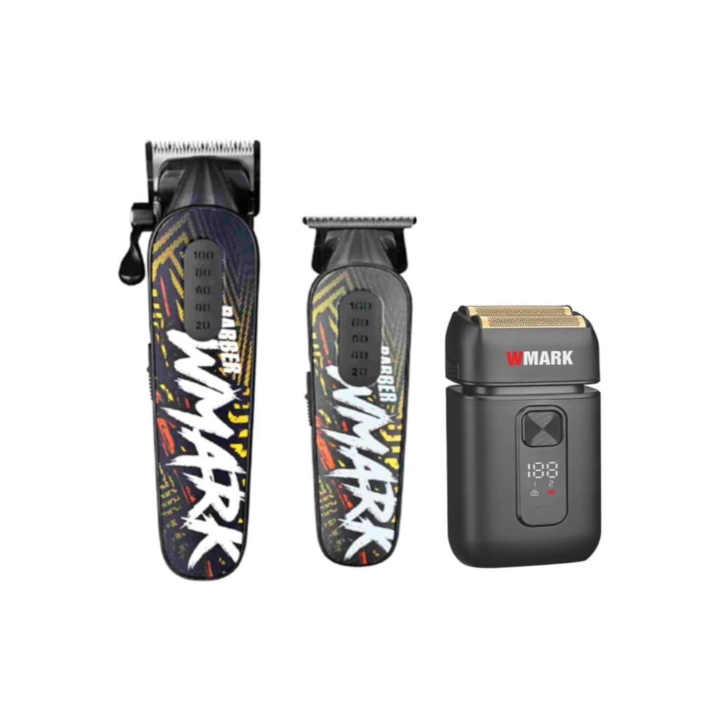 Maquina de Cortar Cabelo Profissional Wmark + Maquina Acabamento NG 8631 + ng 986 Preto