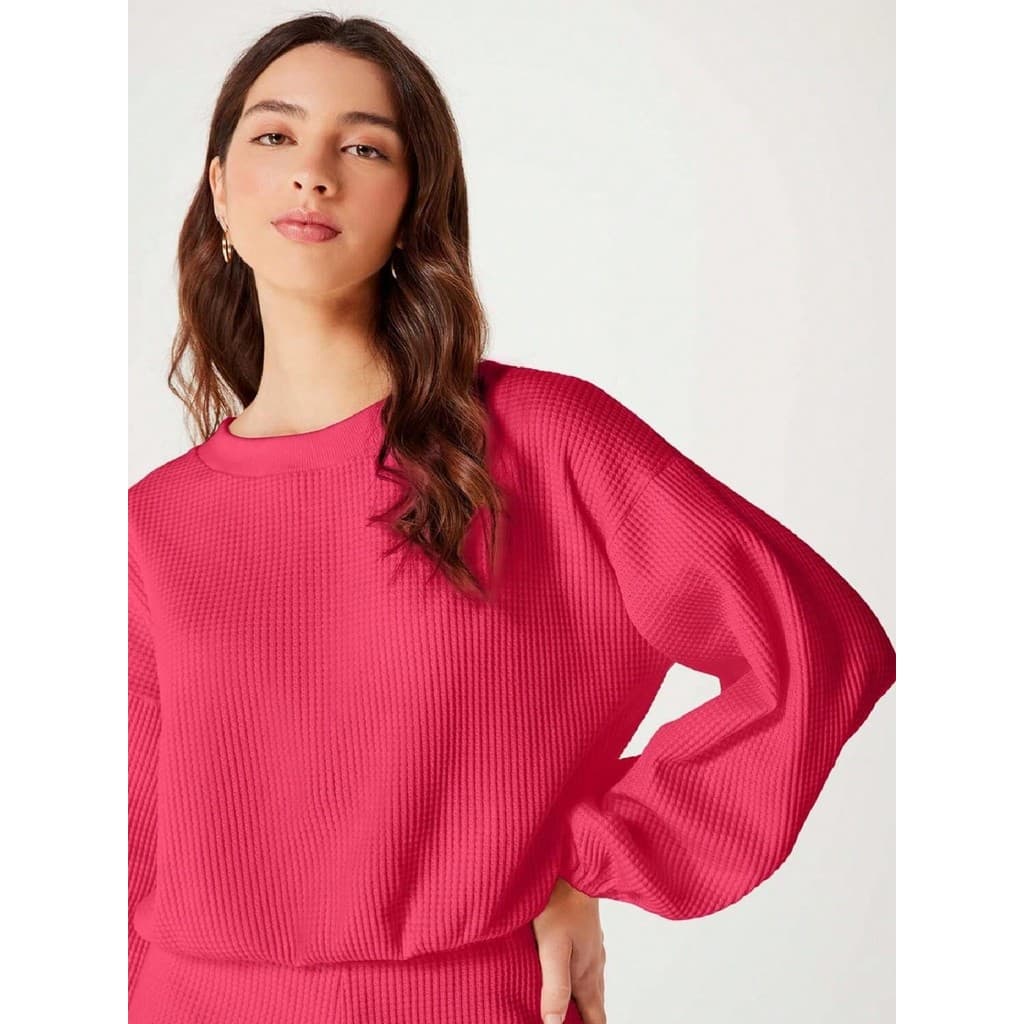 Blusão Feminino Cropped Manga Bufante Texturizado - HERING