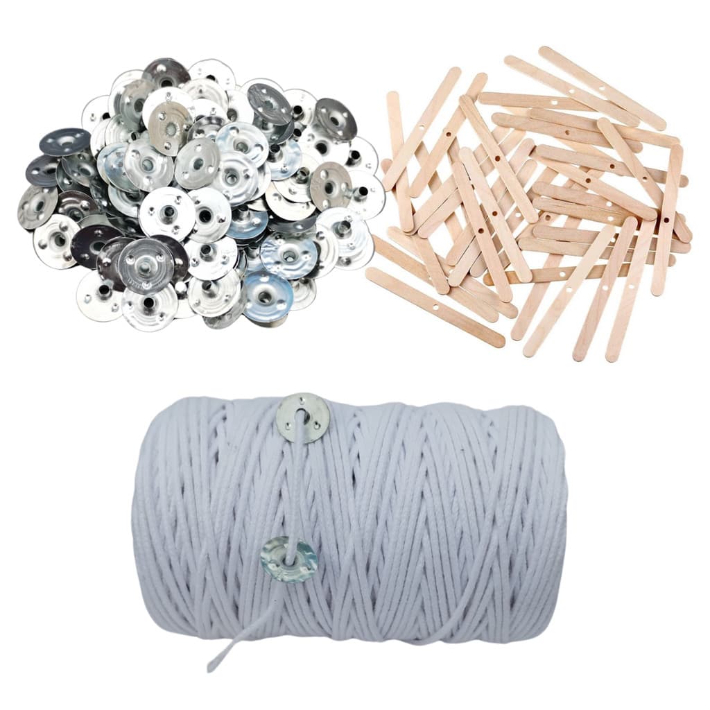 Kit Pavio Vela Aromática Artesanais 100% Algodão Médio 2mm 5 Metros 50 ilhós 25 Centralizador