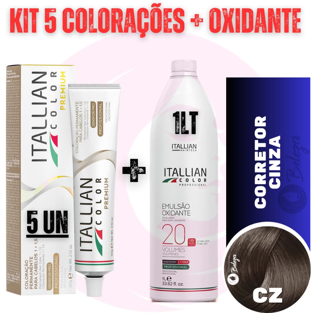 Kit 5 Tinta + Ox 20v Cz Corretor Cinza Coloração