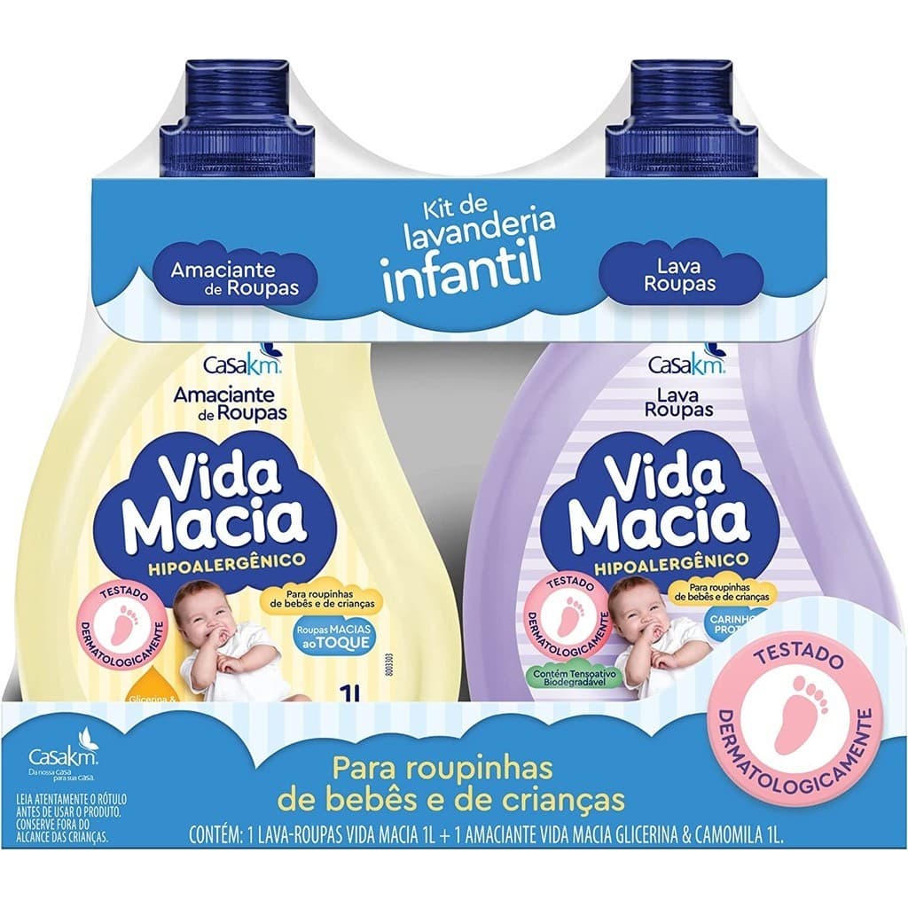 Kit 2 em 1 Lava Roupas Infantil Recém Nascidos  E Amaciante Glicerina Camomila 1Litro