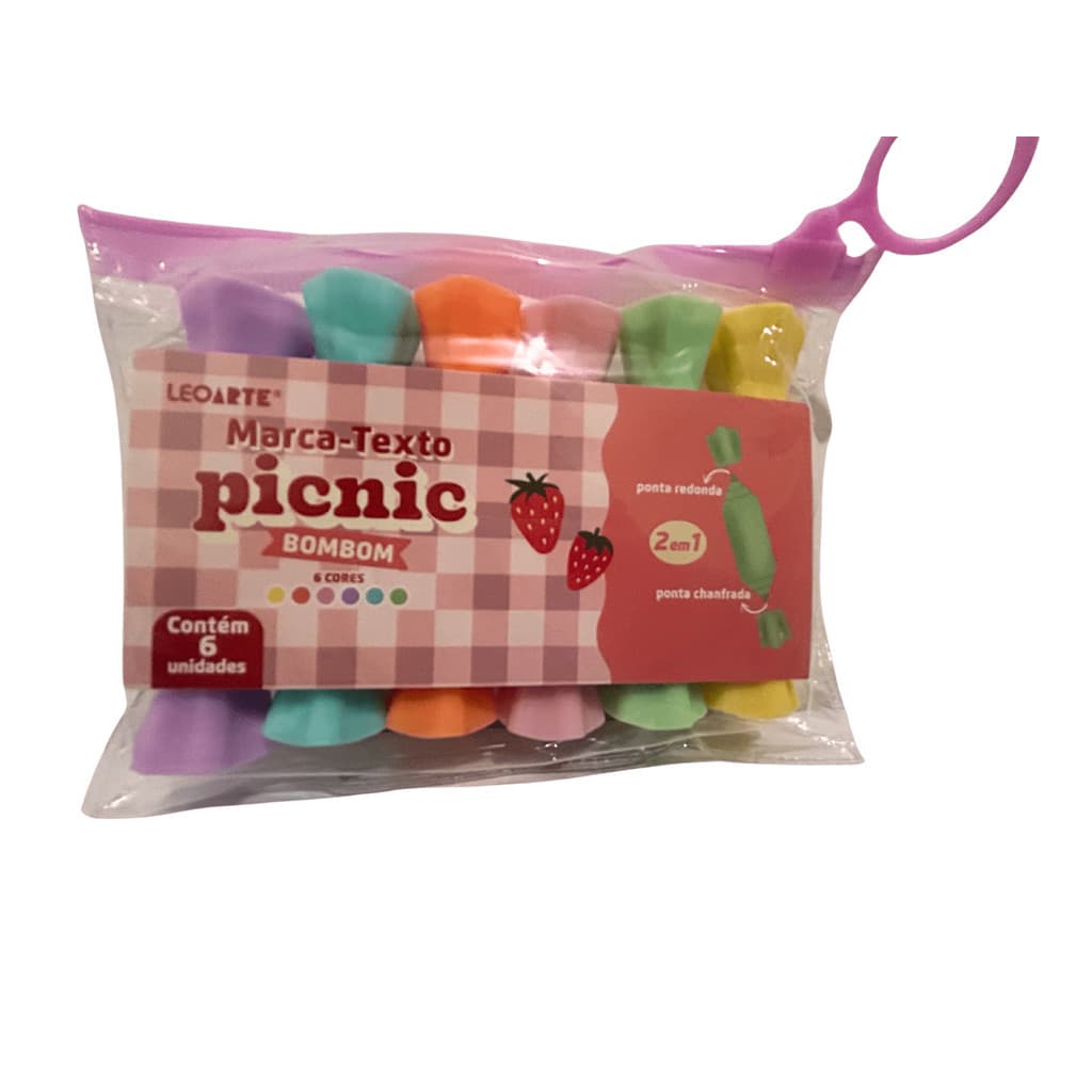 Estojo Mini Marca-Texto 2 em 1 Picnic 6 un LeoArte Leonora
