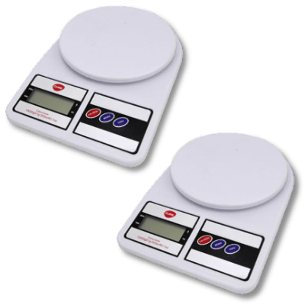 Kit-2 Balanças Digitais De Alta Precisão Para Cozinha Confeitaria 10kg Branca