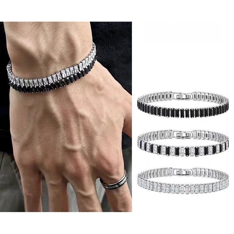JIONS Novo Pulseira De ZircãO De AçO De TitâNio Masculino Europeu E Americano Hip Hop AçO InoxidáVel Masculino E Feminin