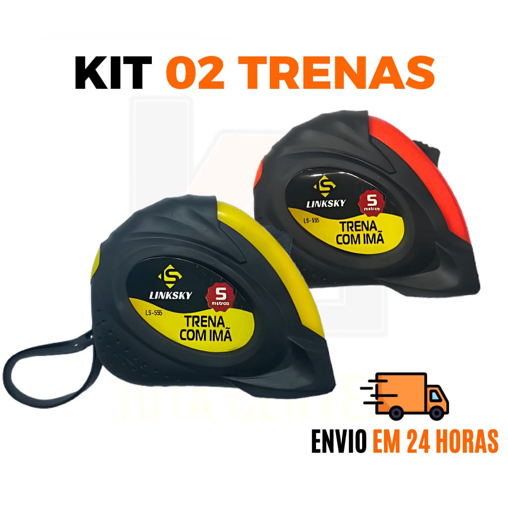 Kit Trenas Métrica 5 Metros Fita de Aço Profissional Emborrachada