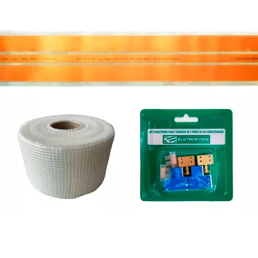 Kit Fita eletrica 20a 3 Pistas metros + Conector eletrofita
