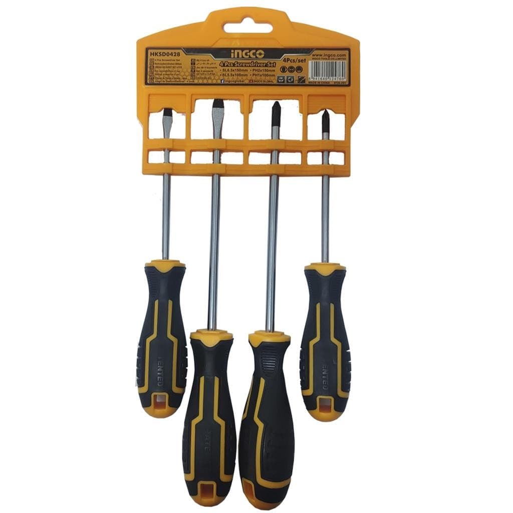 Jogo de Chaves Fenda e Philips Ingco 4pc Em Aço Crv