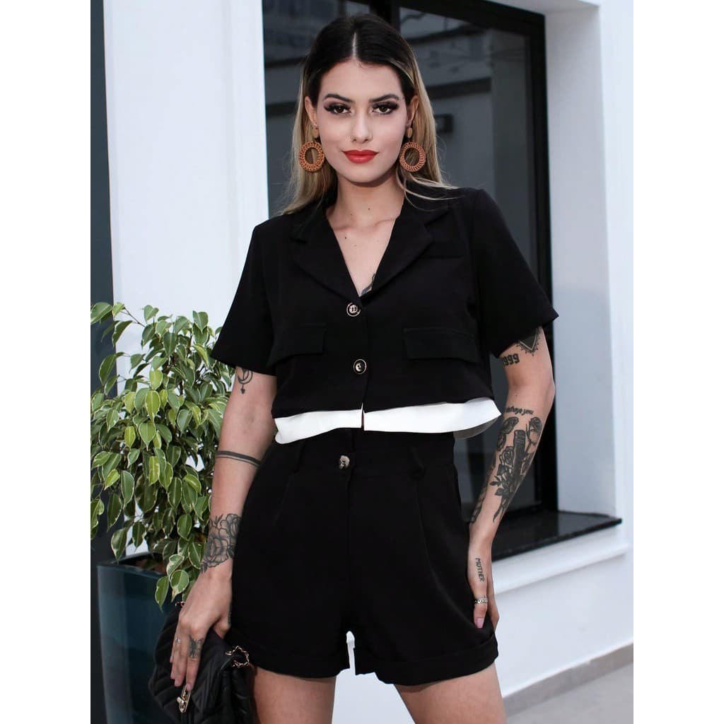 Conjunto de Blazer Com Botão