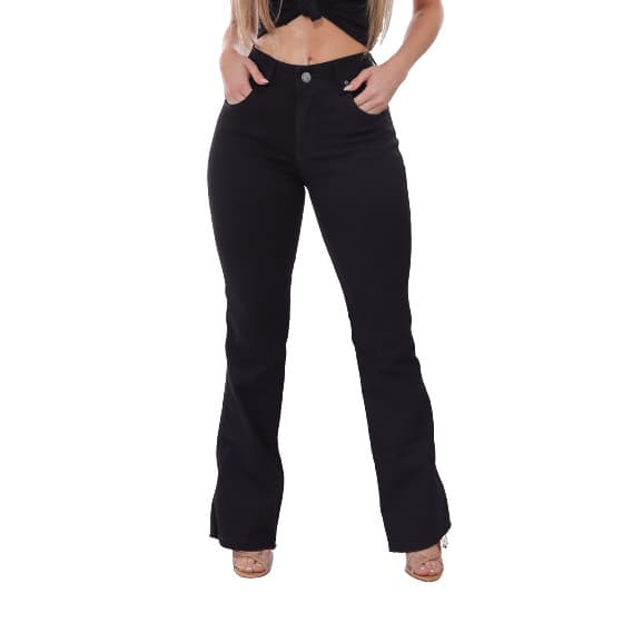 Calça Feminina Flare Jeans Cintura Alta Levanta Bumbum