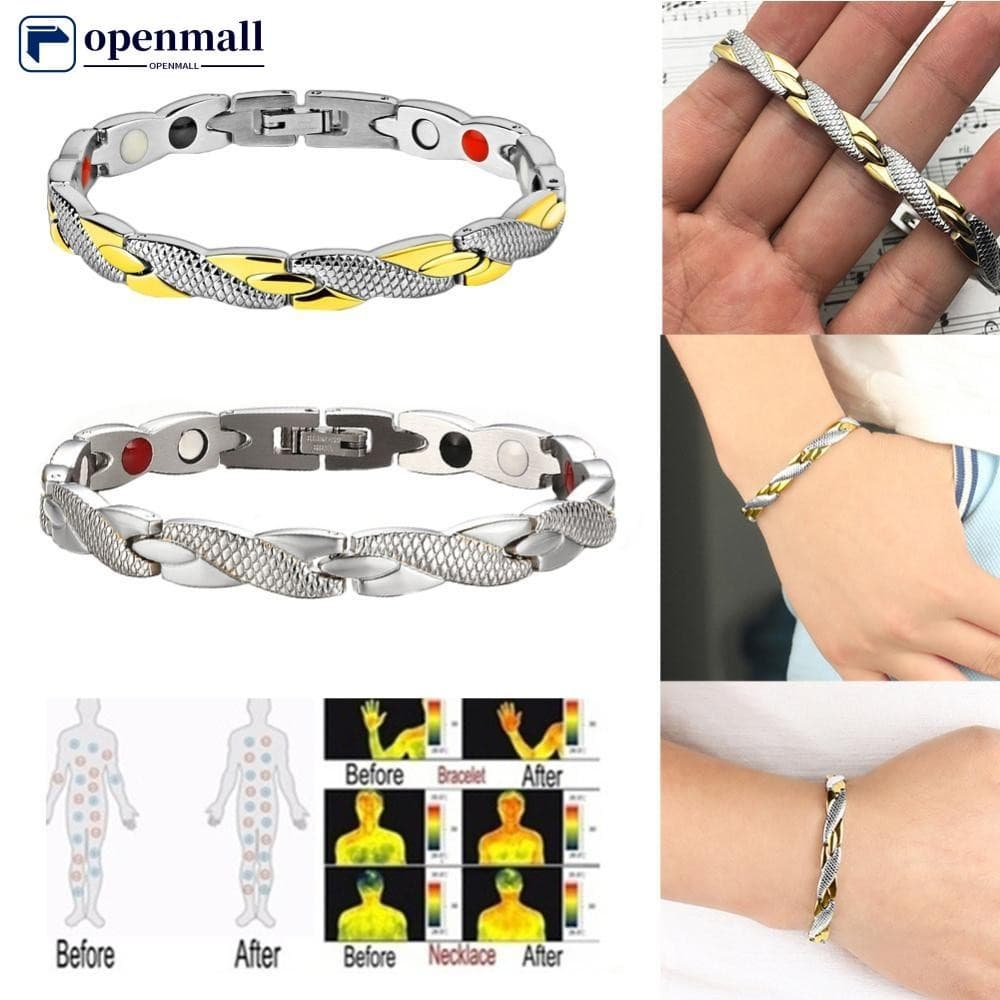 Carro HOME Moda Aço Inoxidável Energia Saudável Pulseira Magnética Homens Bracelete Corrente De Ouro Germânio S1V4