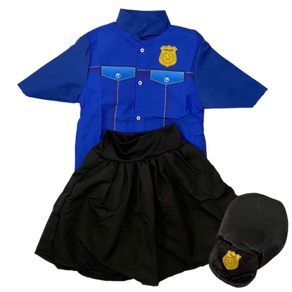 MEP Fantasia Policial Infantil Com Acessórios Para Meninas Com Boina Crianças Saia E Blusa Feito 100% Em Poliéster Feminina Para Carnaval Halloween Fantasias Super