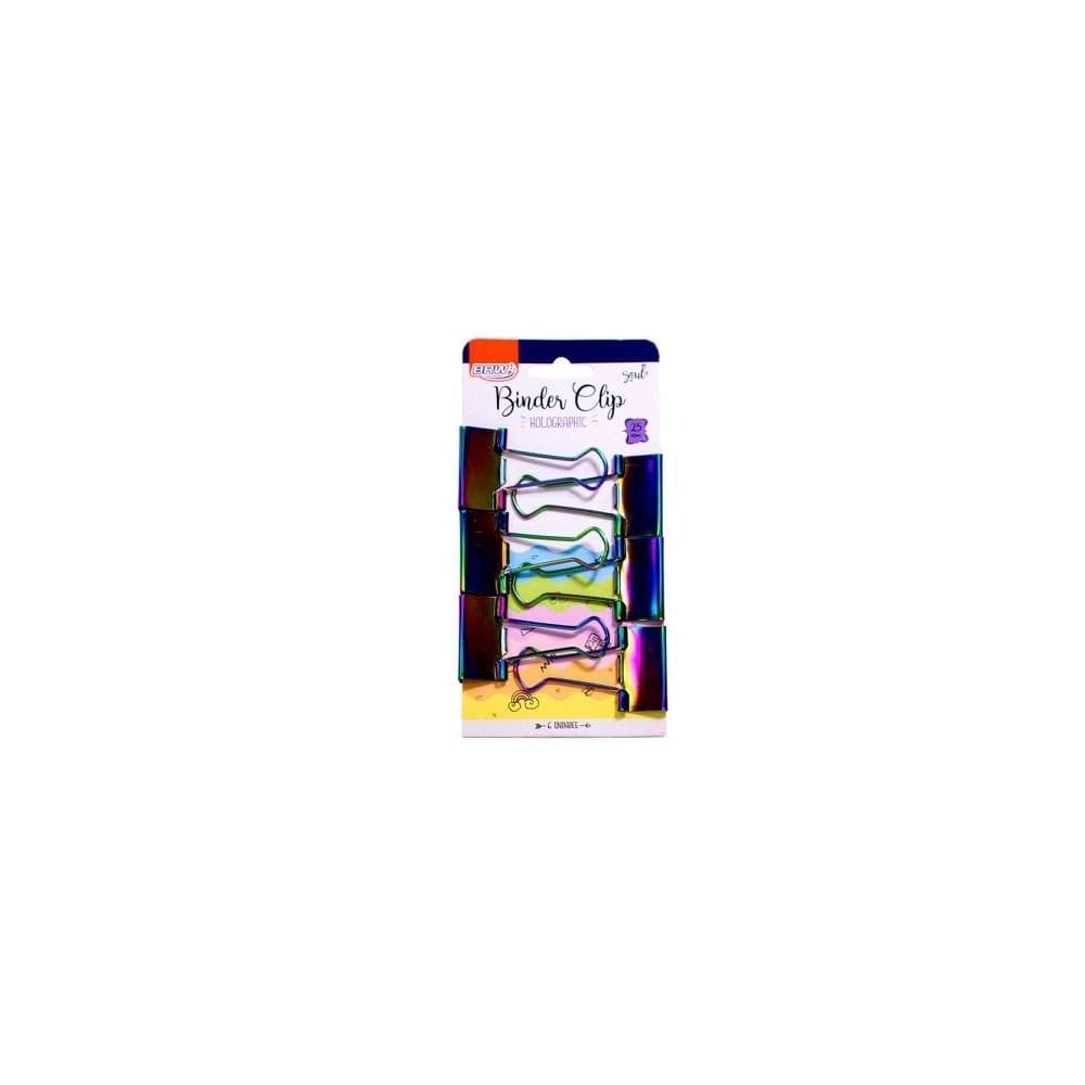 Clips Para Papel Binder 25mm Blister Com 6 Unidades Rainbow