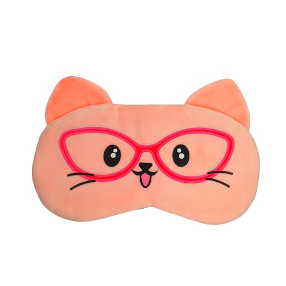 Máscara De Dormir Gato Rosa Tapa Olho Com Bolsa De Gel