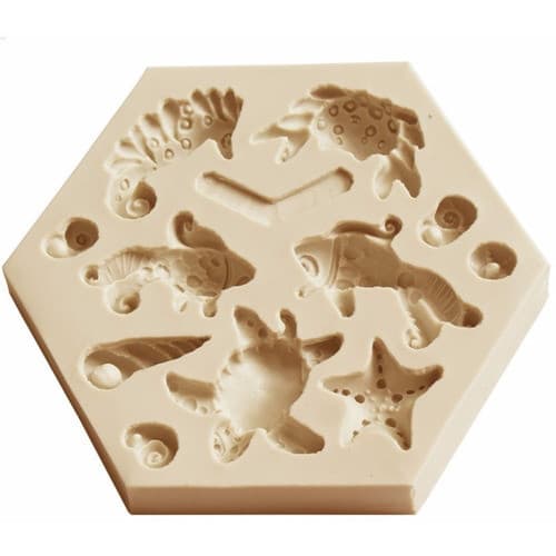 Molde De Silicone Fundo Do Mar Variados Para Confeitaria