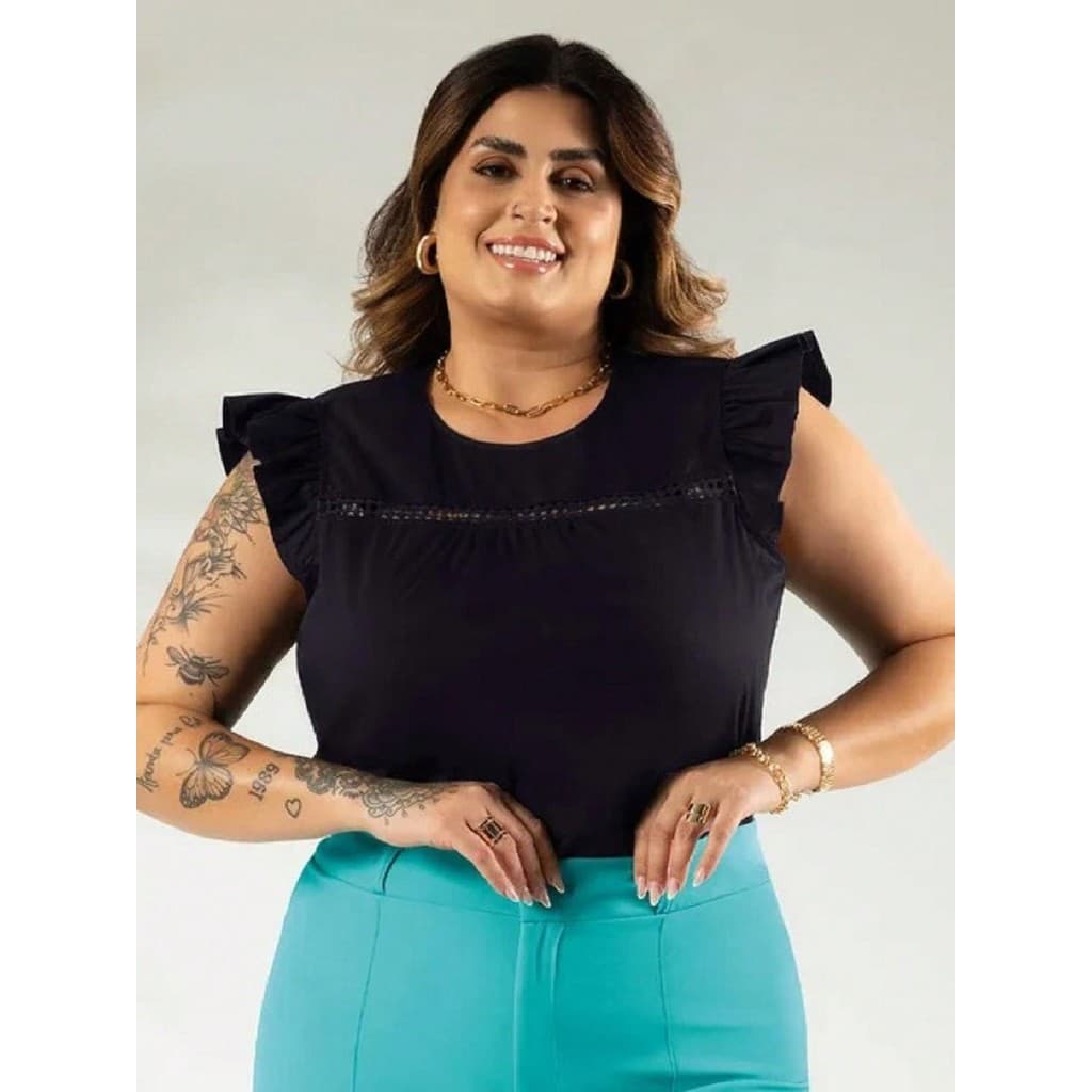 Blusa Com Babado Nas Mangas - CATIVA