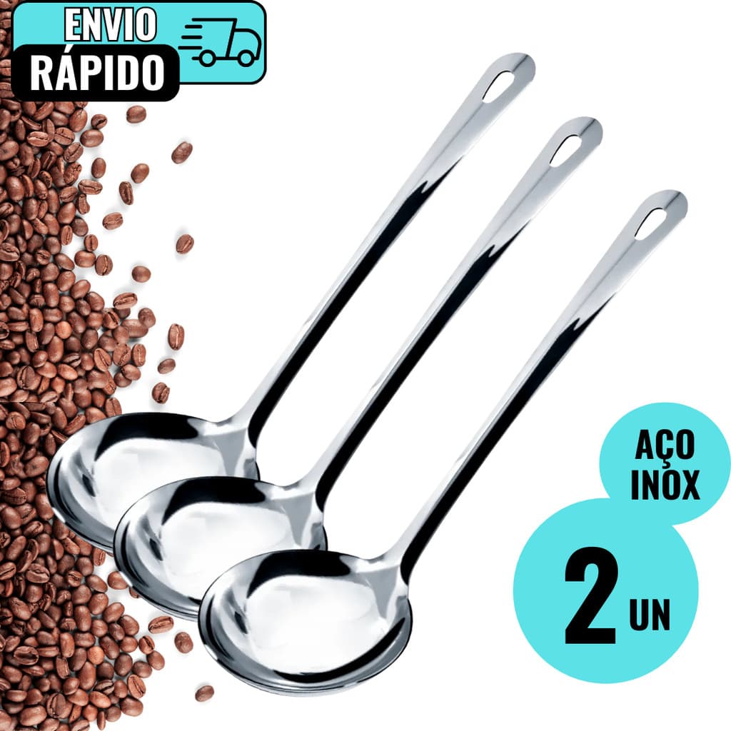 Kit 2 Unidades de Concha De Feijão Sopa em Aço Inox Premium Para Caldos Molhos Restaurante Bares
