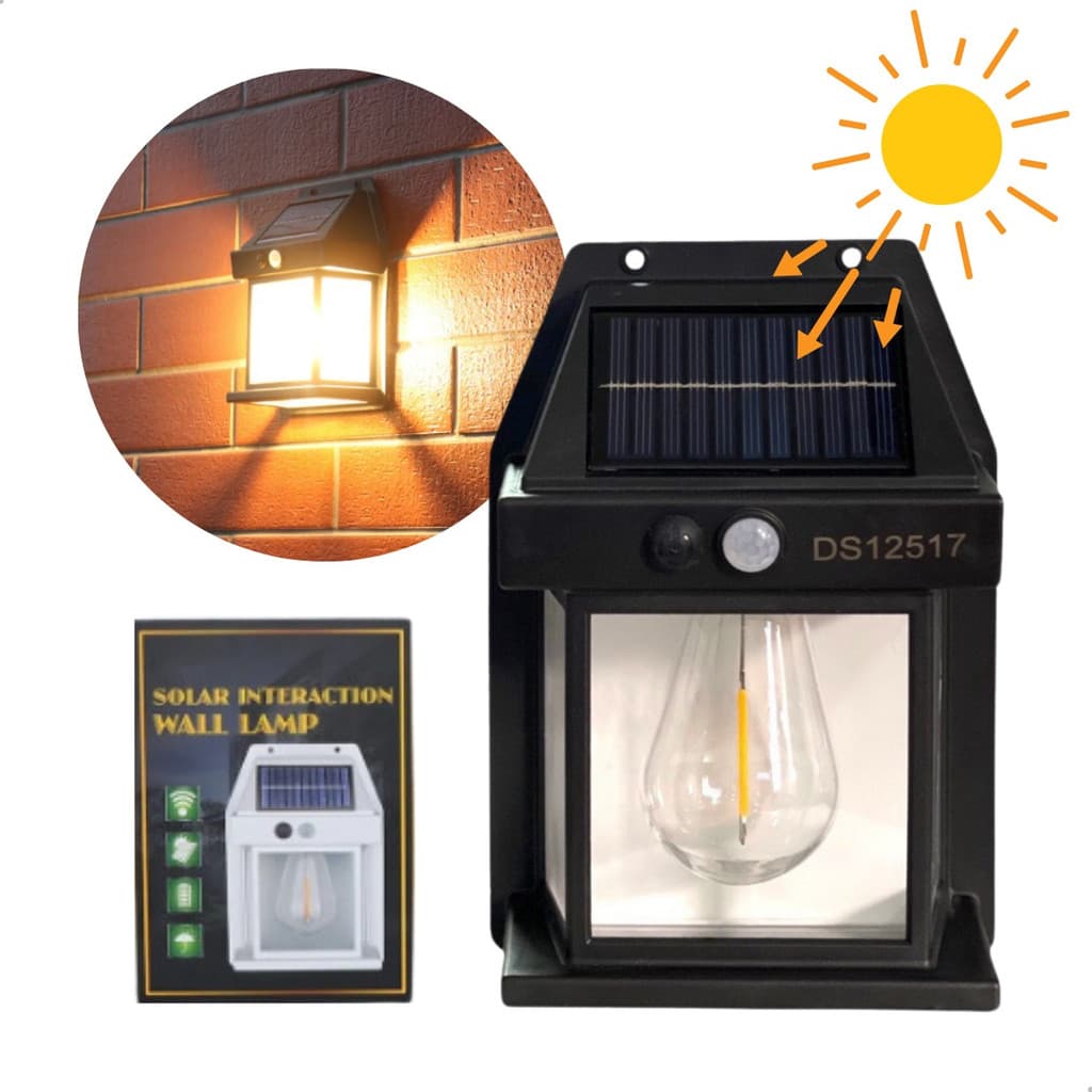 Luminária Arandela de Parede Vintage Placa Solar Lâmpada Externa Moderna Decoração Com Sensor
