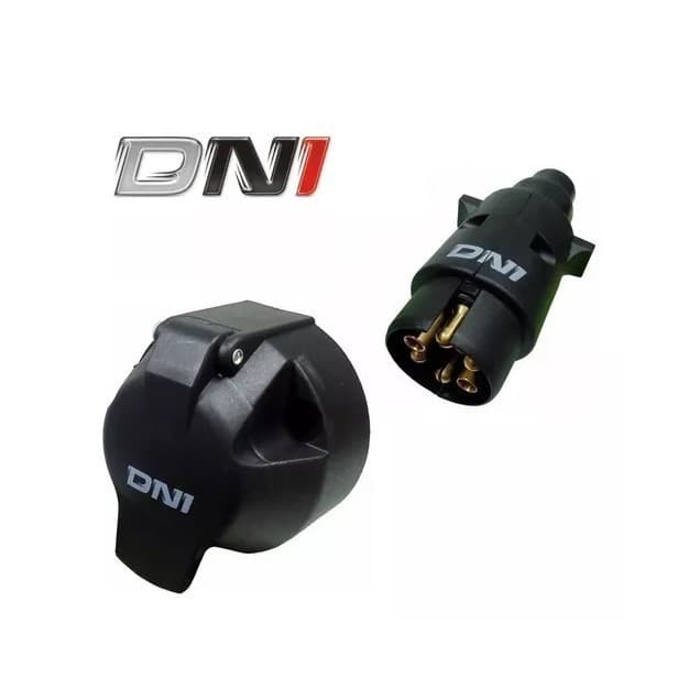 kit Tomada Macho e Femea Carreta Reboque Engate 6 Pinos Preta DNI